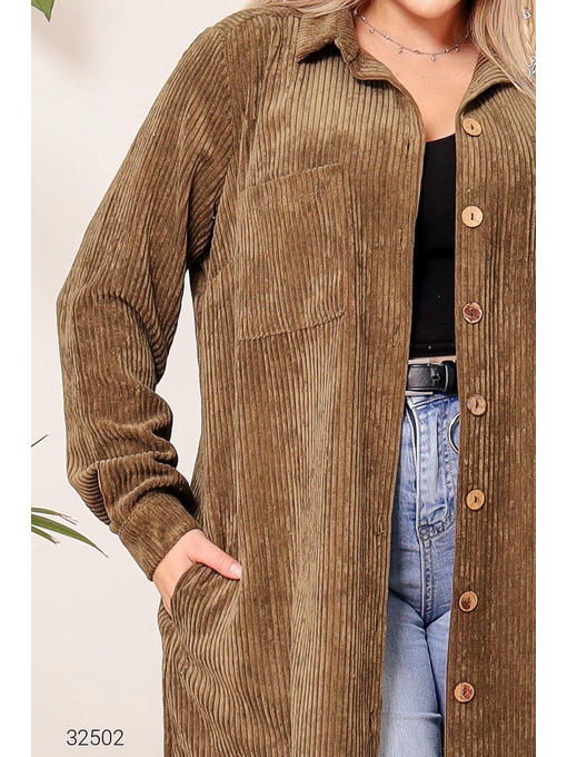 Вельветовая рубашка с накладными карманами — изображение 4