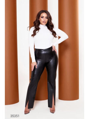 Брюки с высокими разрезами из искусственной кожи