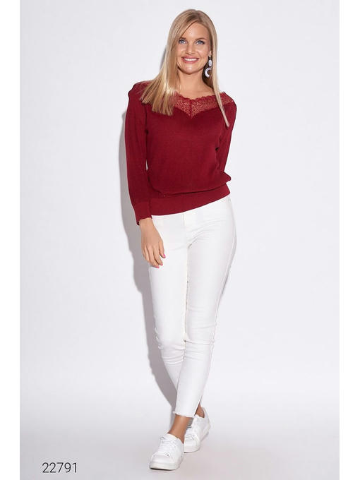 Джемпер с кружевной отделкой — изображение 4