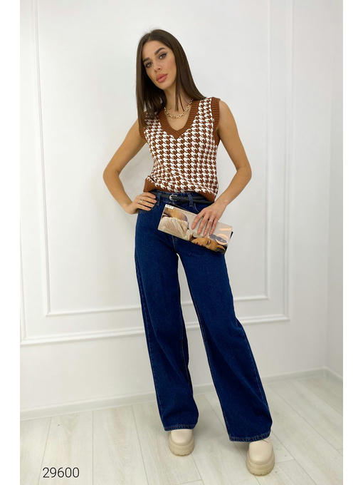 Вязаный жилет с узором гусиная лапка — изображение 4