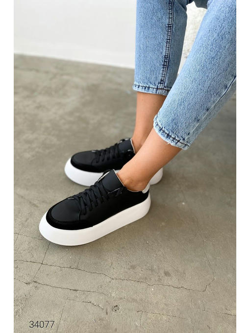 Кожаные кеды на высокой подошве — изображение 4