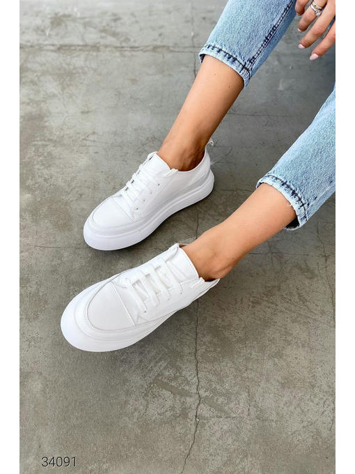 Кожаные кеды на высокой подошве — изображение 2