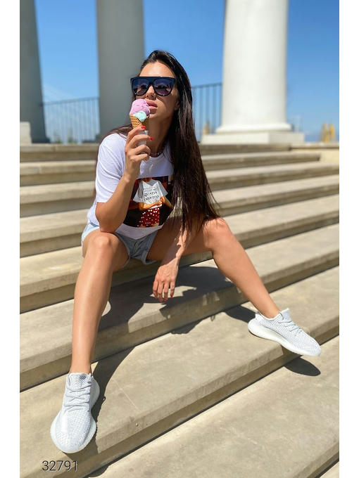 Кроссовки из трикотажа со шнуровкой — изображение 4