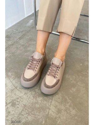 Кожаные кеды на высокой подошве