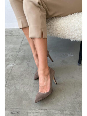 Замшевые туфли-лодочки на высоком каблуке