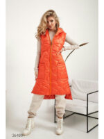 Стёганный жилет миди с капюшоном