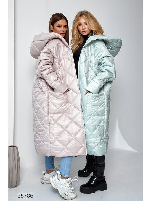 Стёганое пальто миди с объёмным капюшоном — изображение 5