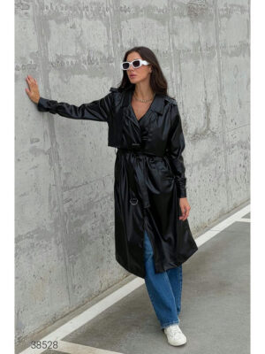 Женский тренч из экокожи
