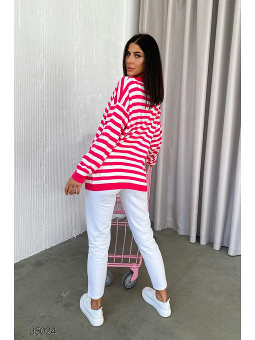 Джемпер оверсайз с принтом в полоску — изображение 3