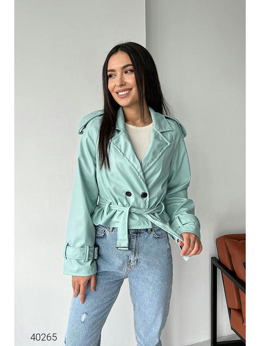 Тренч короткий из экокожи — изображение 2