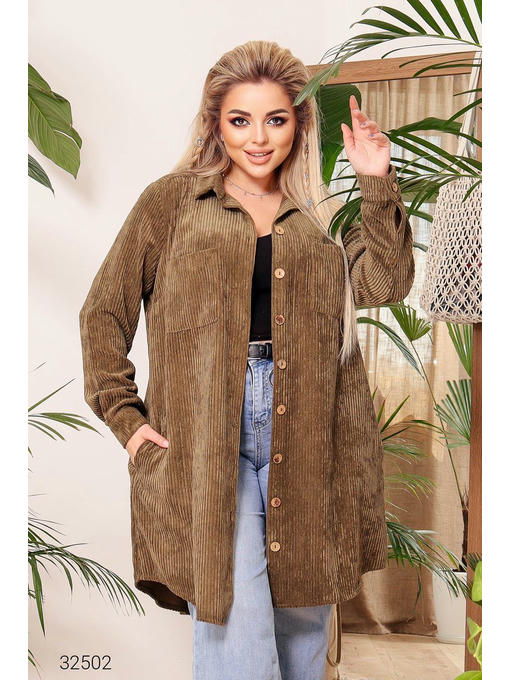 Вельветовая рубашка с накладными карманами — изображение 2