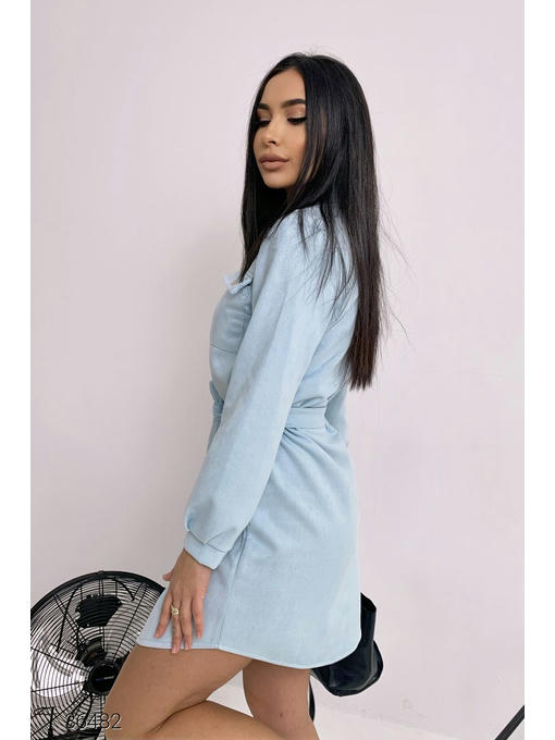 Замшевое платье-рубашка с поясом — изображение 4