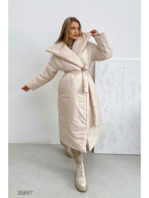 Оверсайз-пальто с запахом и поясом