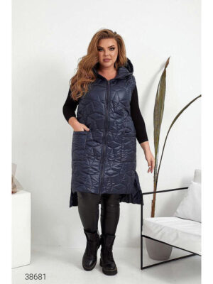 Стёганный жилет миди с капюшоном