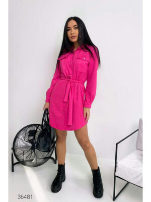 Замшевое платье-рубашка с поясом