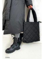 Дутая стеганная сумка-шопер