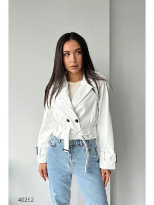 Тренч короткий из экокожи