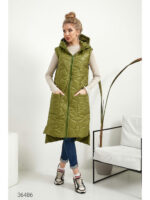 Стёганный жилет миди с капюшоном