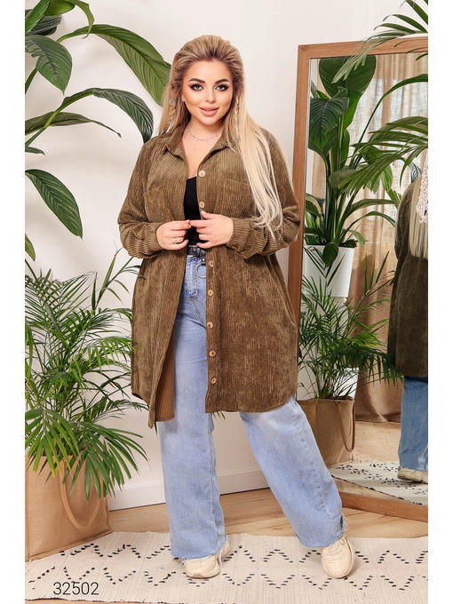 Вельветовая рубашка с накладными карманами