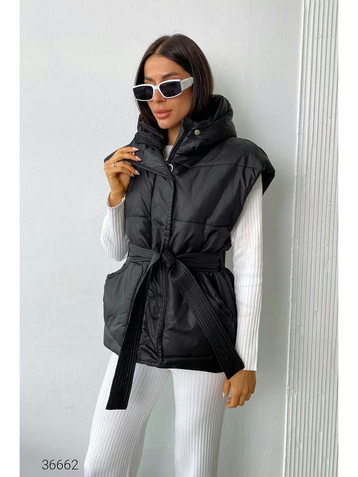 Жилет с капюшоном и поясом — изображение 3