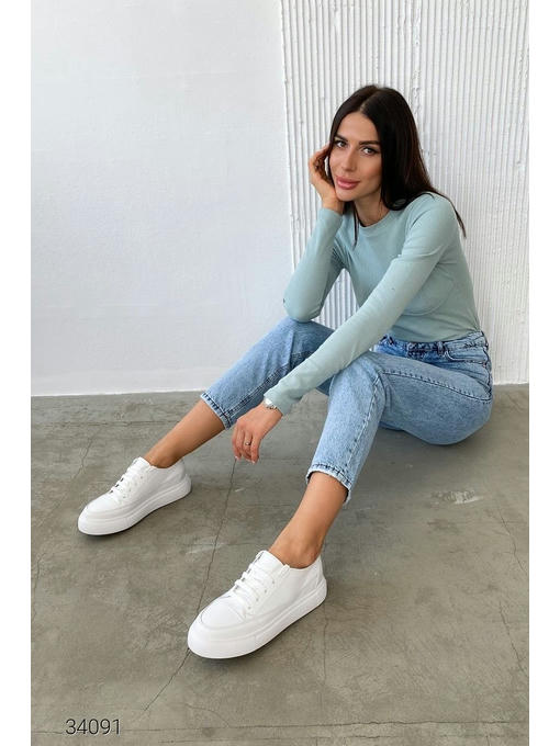 Кожаные кеды на высокой подошве — изображение 3