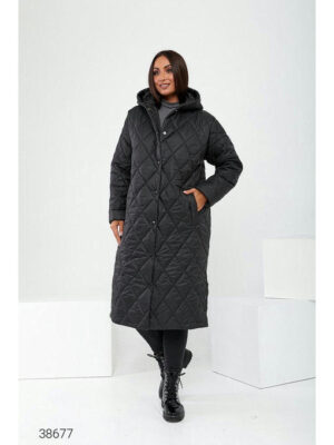 Женское стеганое пальто с капюшоном