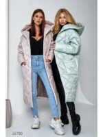 Стёганое пальто миди с объёмным капюшоном