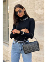 Стеганая сумка с ремнем-цепочкой