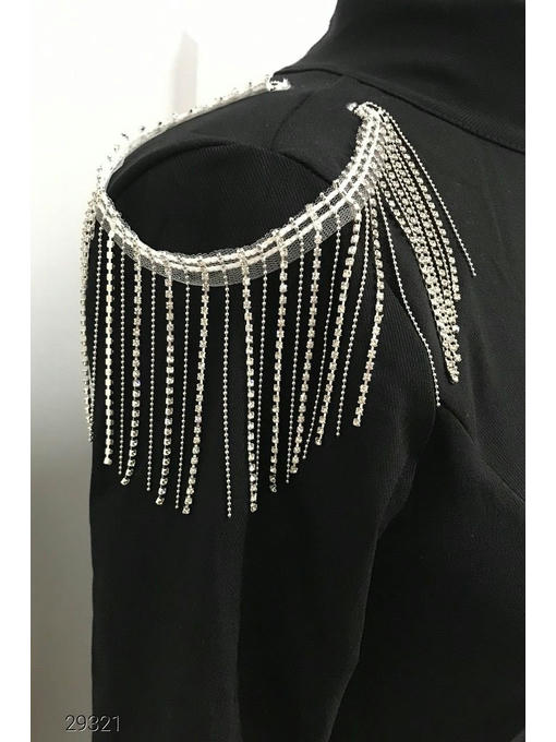 Платье с открытой спиной и отделкой бахромой — изображение 5