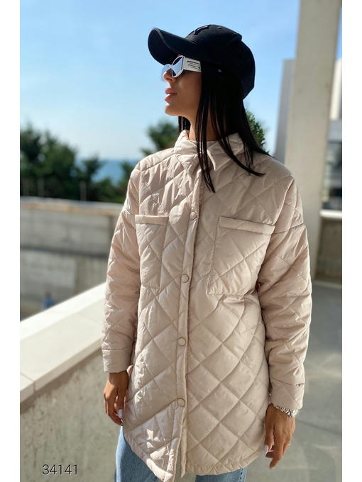 Стеганная куртка с отложным воротом — изображение 5