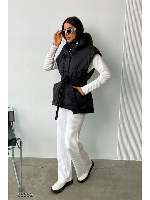 Жилет с капюшоном и поясом — изображение 5