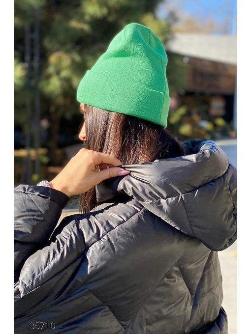 Вязанная шапка-бини с отворотом — изображение 3