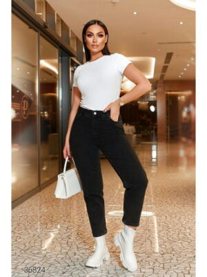 Джинсы мом с завышенной талией