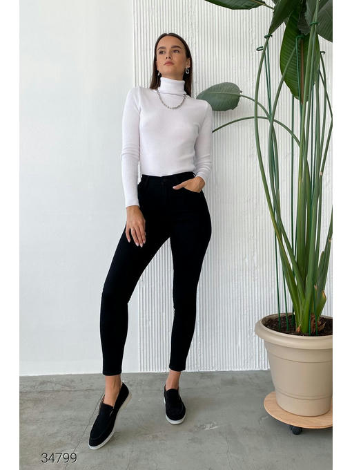 Черные джинсы скинни с завышенной талией — изображение 2