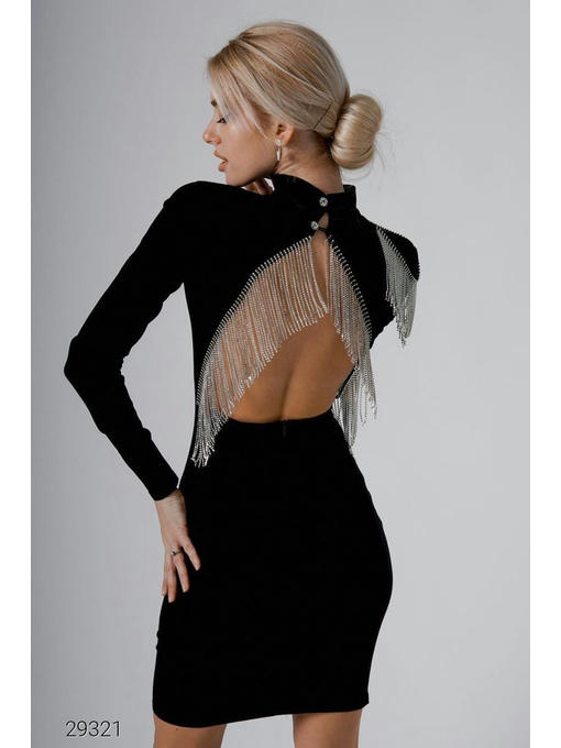 Платье с открытой спиной и отделкой бахромой — изображение 4