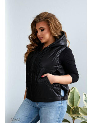 Женский жилет большого размера с капюшоном