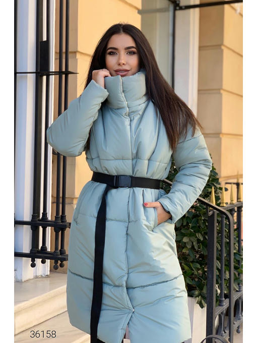 Стеганное пальто миди с воротом-стойкой — изображение 5