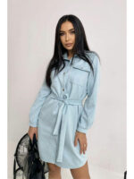 Замшевое платье-рубашка с поясом