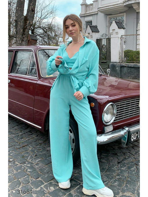 Костюм из топа, рубашки и брюк-палаццо — изображение 2