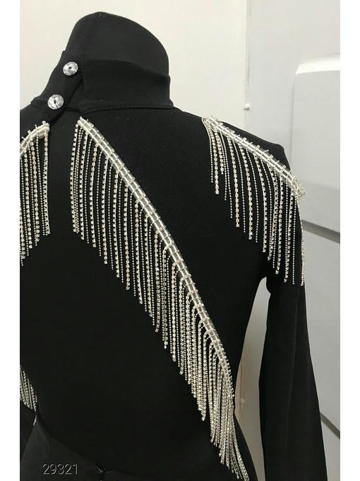 Платье с открытой спиной и отделкой бахромой — изображение 6