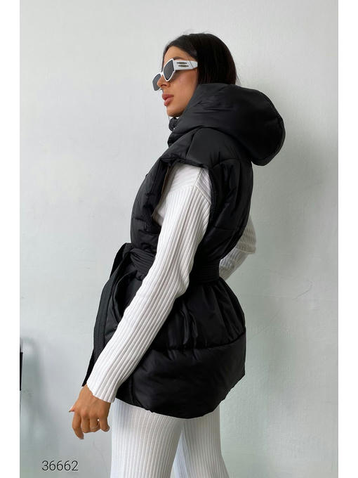 Жилет с капюшоном и поясом — изображение 4