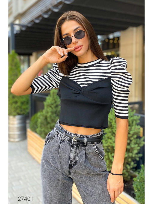 Вязаный джемпер с принтом в полоску — изображение 3