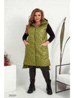 Стёганный жилет миди с капюшоном