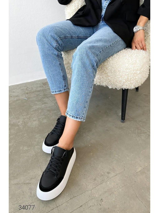 Кожаные кеды на высокой подошве — изображение 5