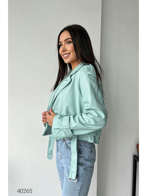 Тренч короткий из экокожи — изображение 4