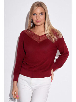 Джемпер с кружевной отделкой