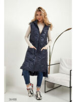 Стёганный жилет миди с капюшоном
