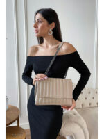 Стеганная сумка с ремнем-цепочкой