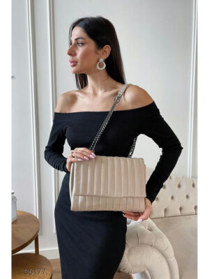 Стеганная сумка с ремнем-цепочкой