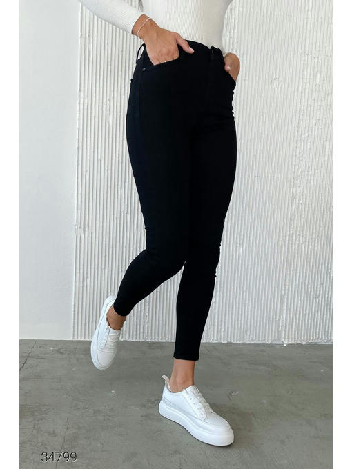 Черные джинсы скинни с завышенной талией — изображение 3